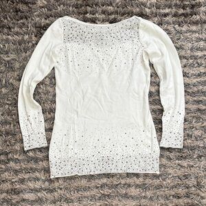 Elegant White Studded Women's Tunic, Size S